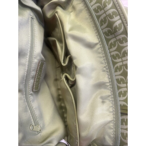 FOSSIL Green Signature Monogram Canvas Leather Purse Handbag Key Charm Y2K VTG - Picture 16 of 16